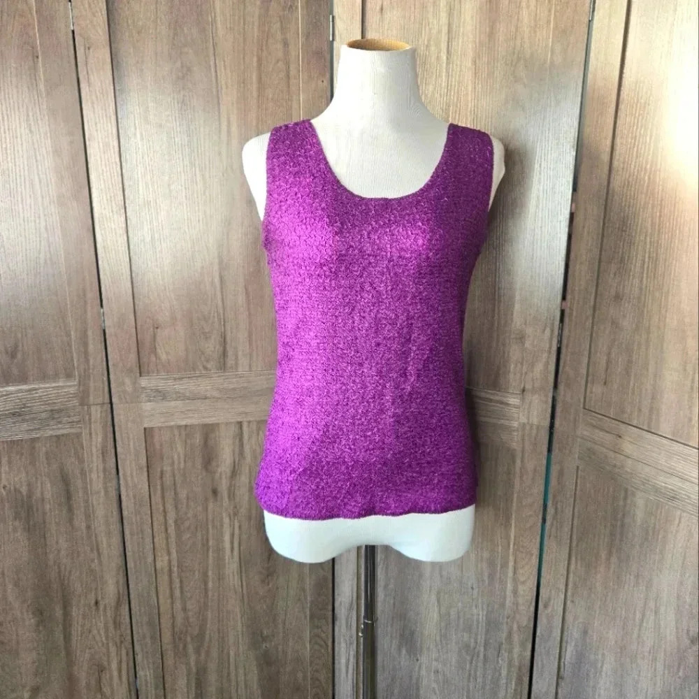 Veeca Purple Sparkle Sleeveless Scoop Neck Top – Medium